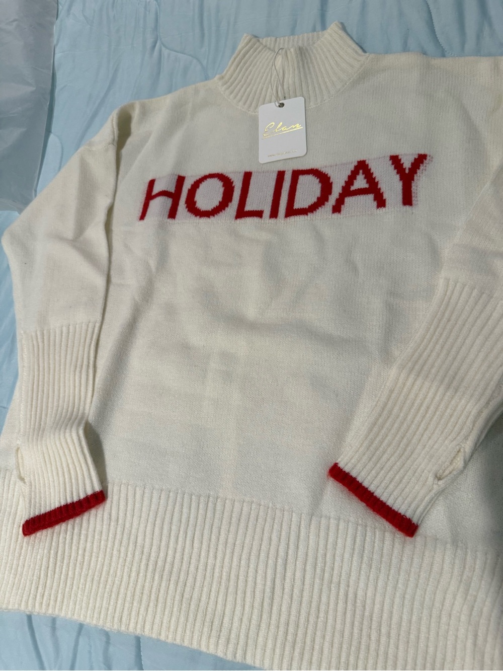 Elan Cream & Red Holiday Knit Sweater